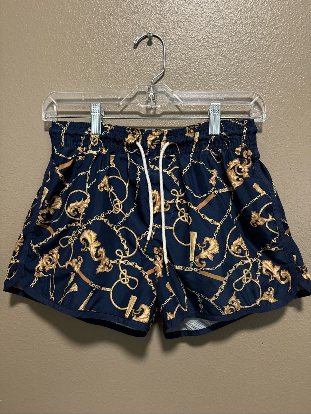H&M Navy & Gold Chain-Print Drawstring Boxers
